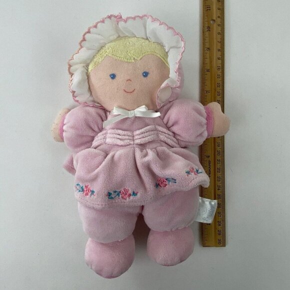 Vintage Prestige Plush Cloth Baby Doll, Soft Rattle Toy Blonde Girl 9" Long - Picture 9 of 9